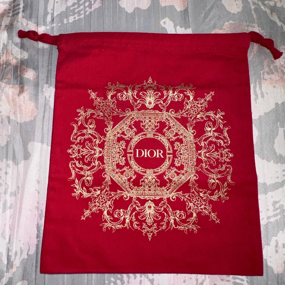 New Authentic Dior Lunar Red Drawstring Pouch